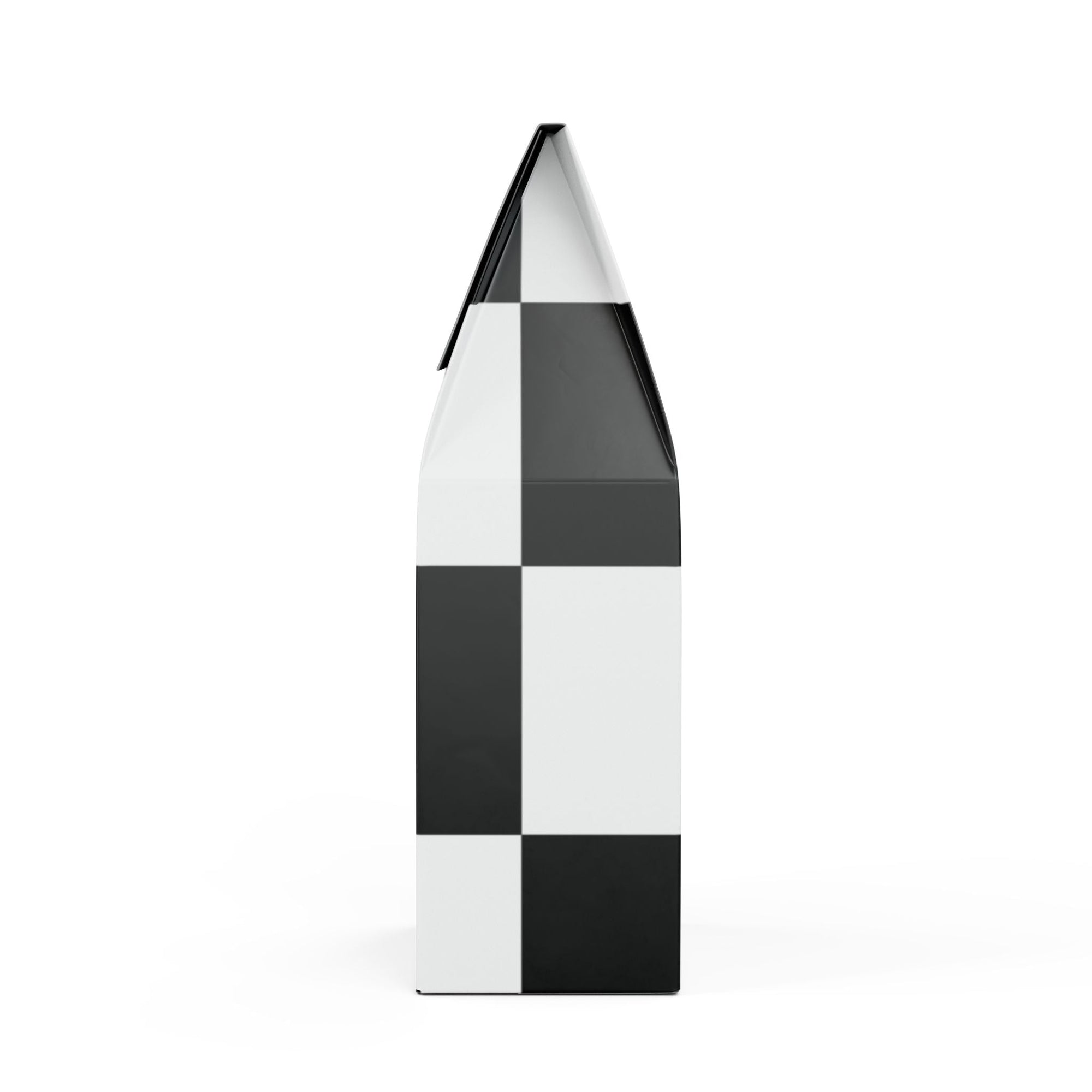Black and white checkered vase on a white background