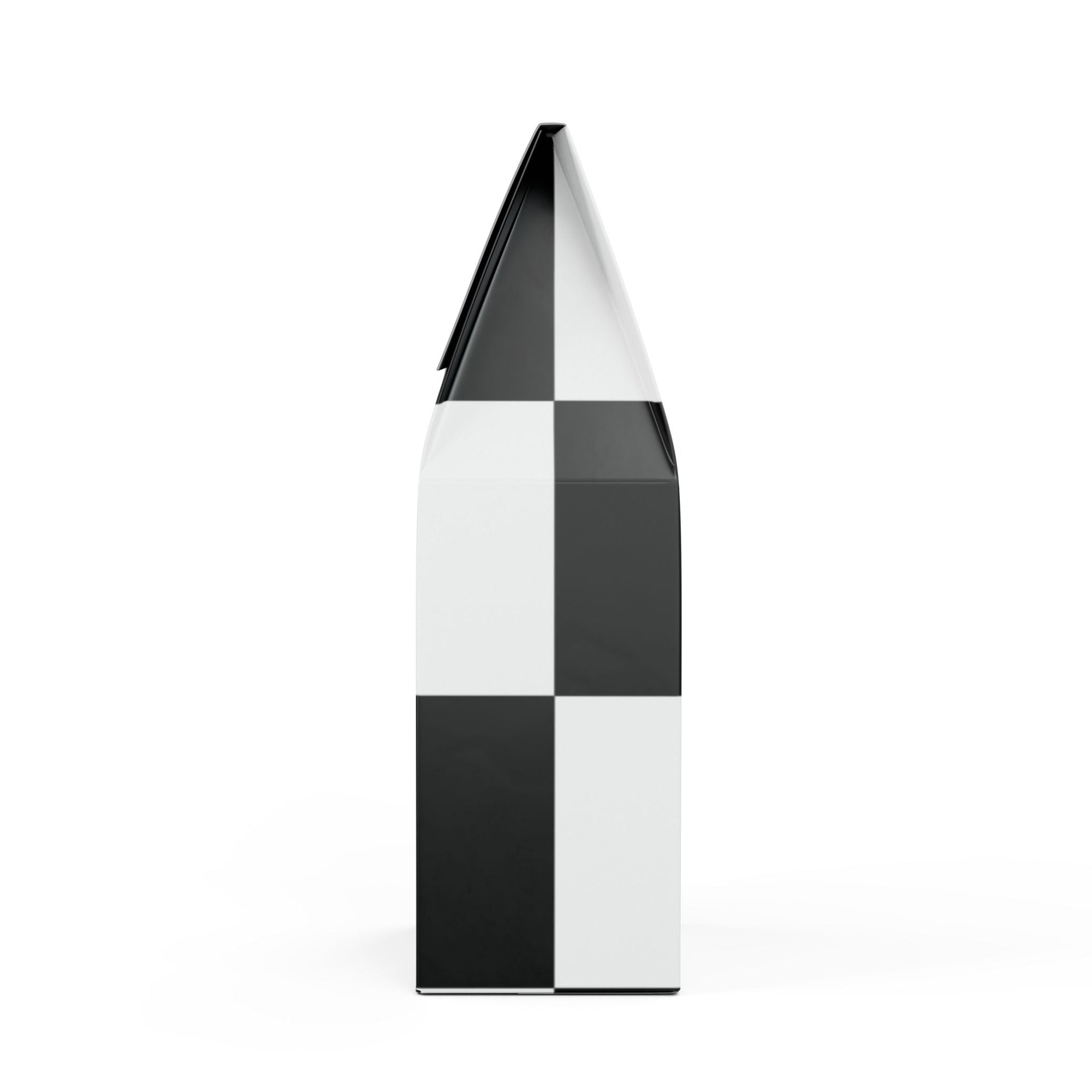 Black and white checkered vase on a white background