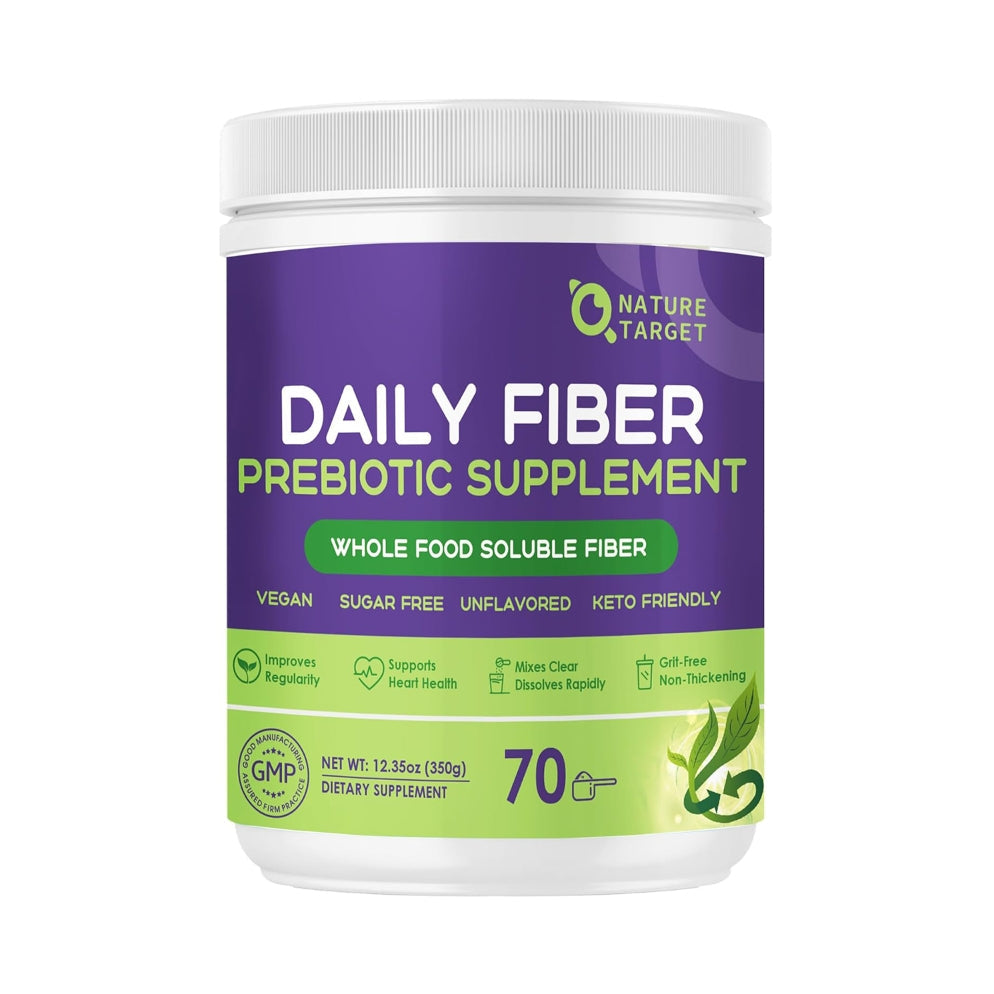 Nature Target Daily Fiber Prebiotic Supplement container on a white background