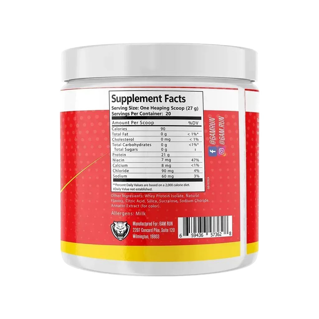 Supplement container with nutritional facts label on a white background