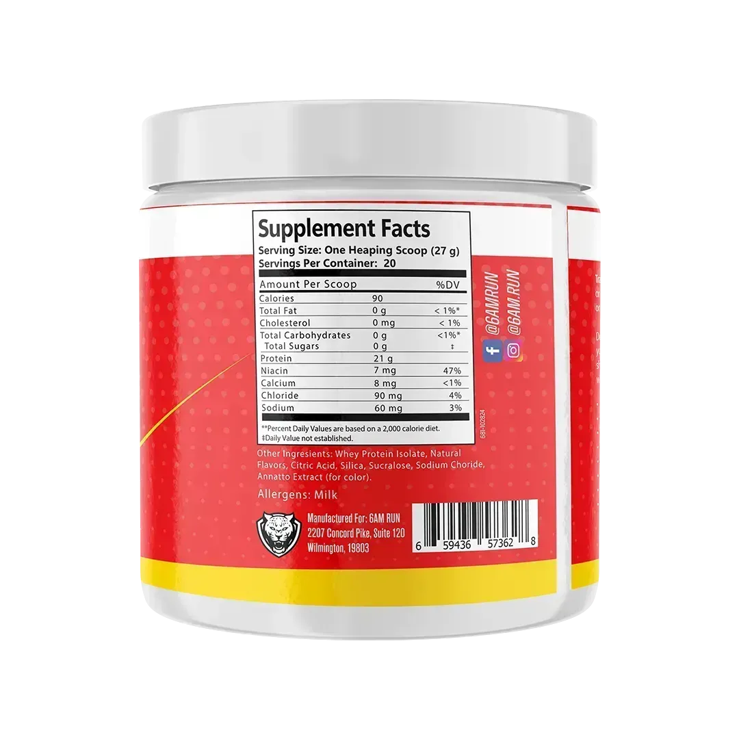 Supplement container with nutritional facts label on a white background