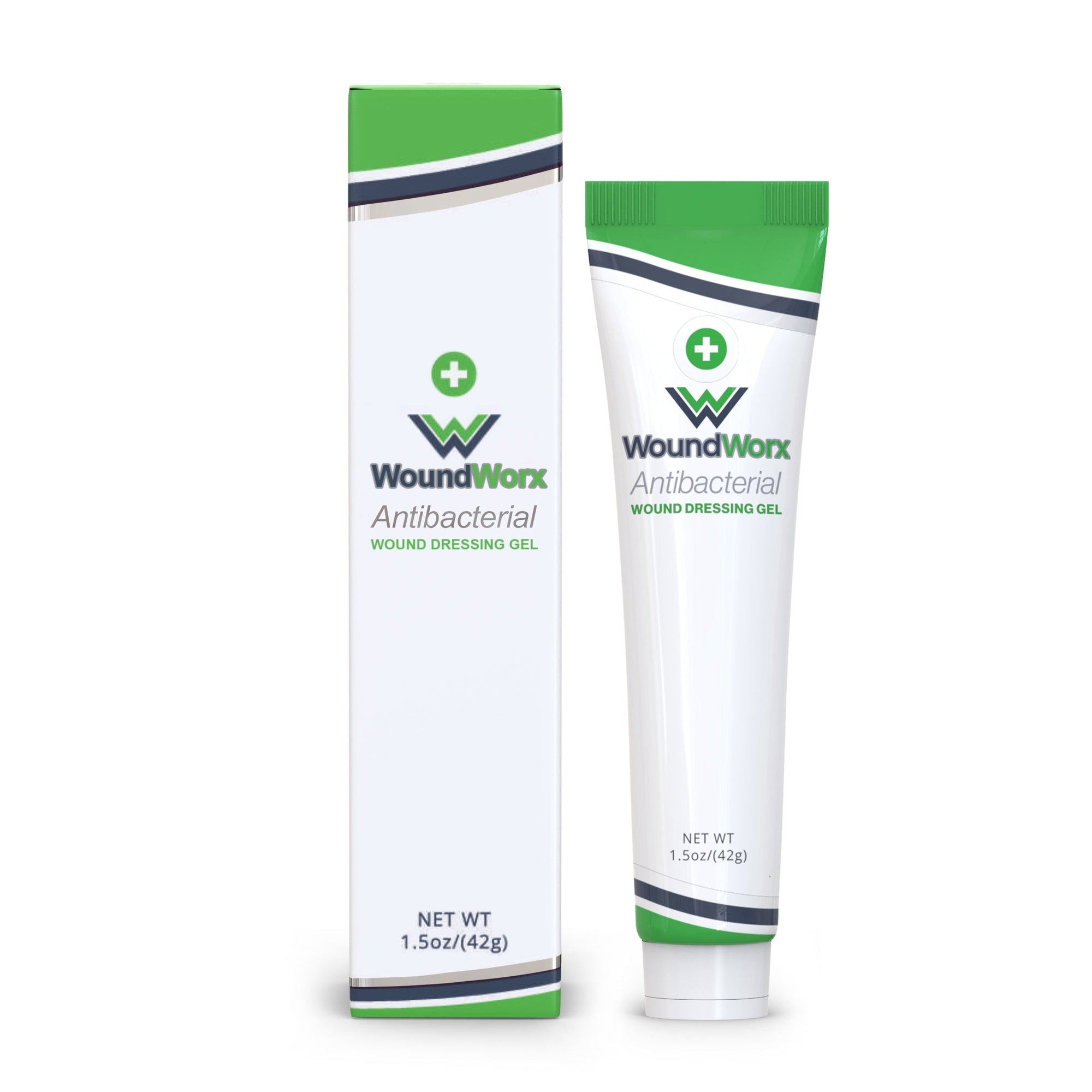 WoundWorx antibacterial wound dressing gel packaging on a white background