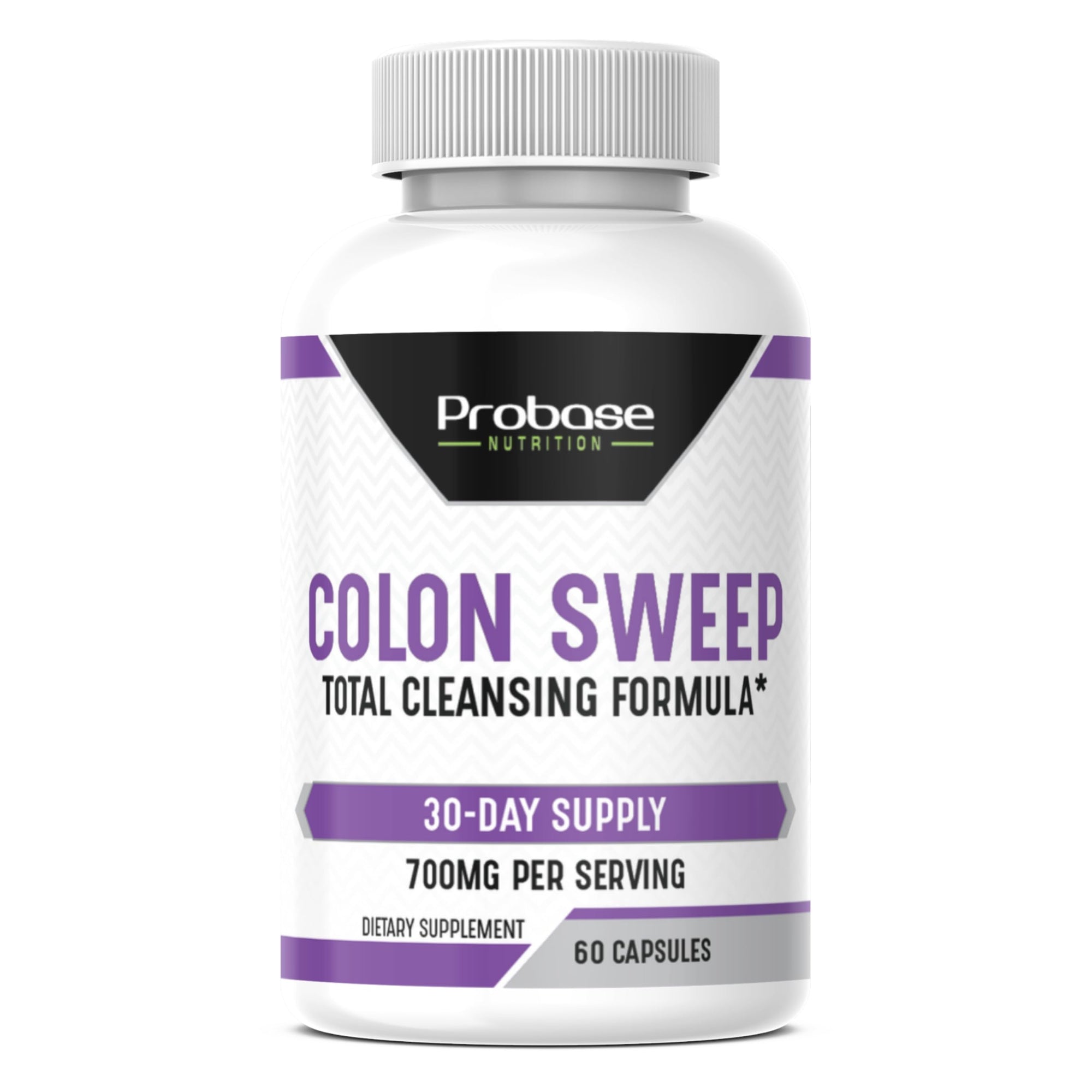 Supplement bottle labeled 'Colon Sweep' by Probase Nutrition on a white background