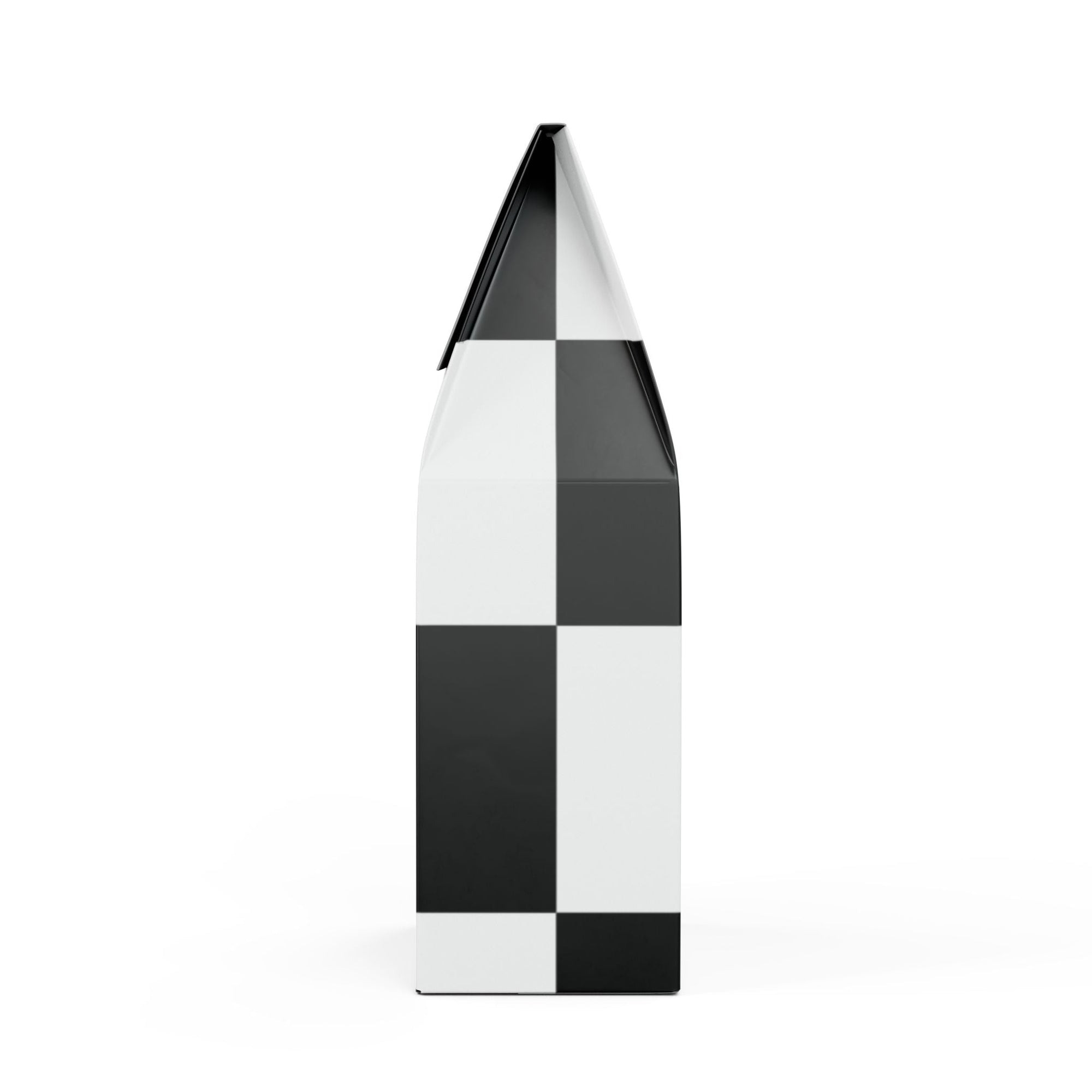 Black and white checkered vase on a white background