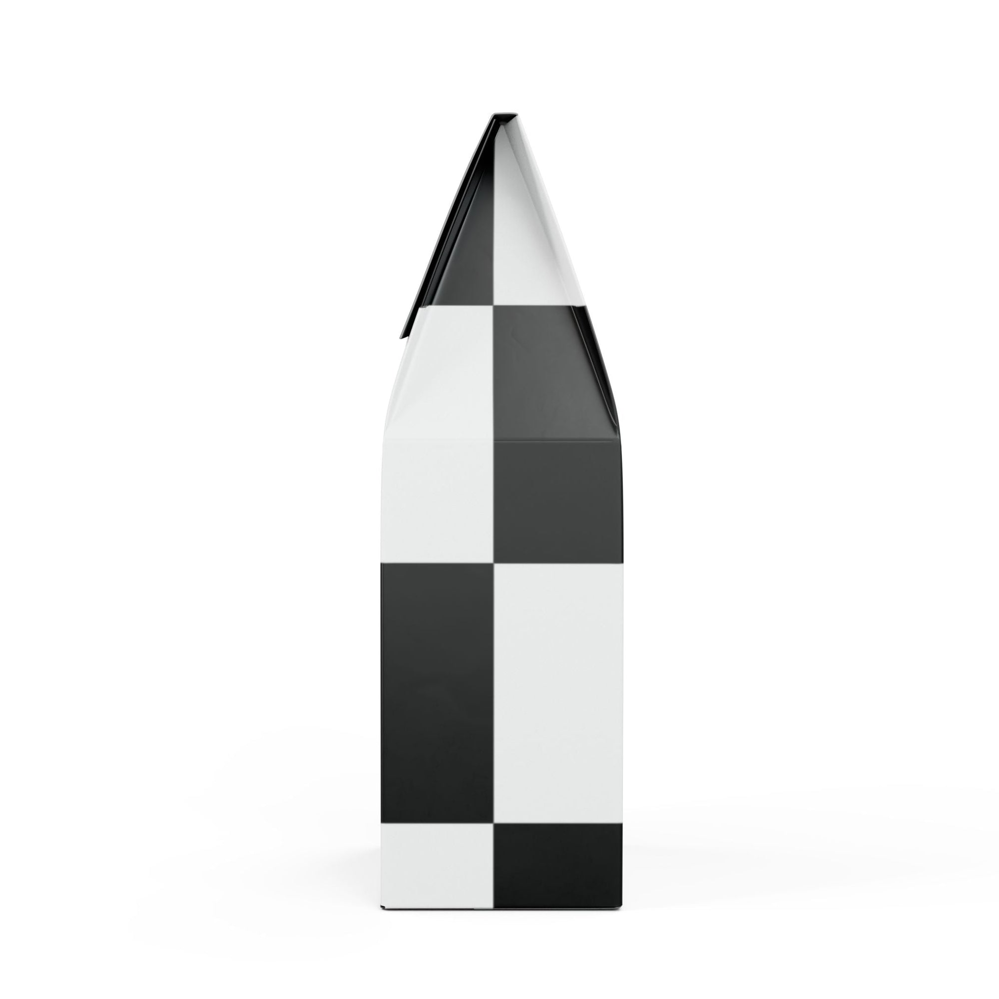Black and white checkered vase on a white background