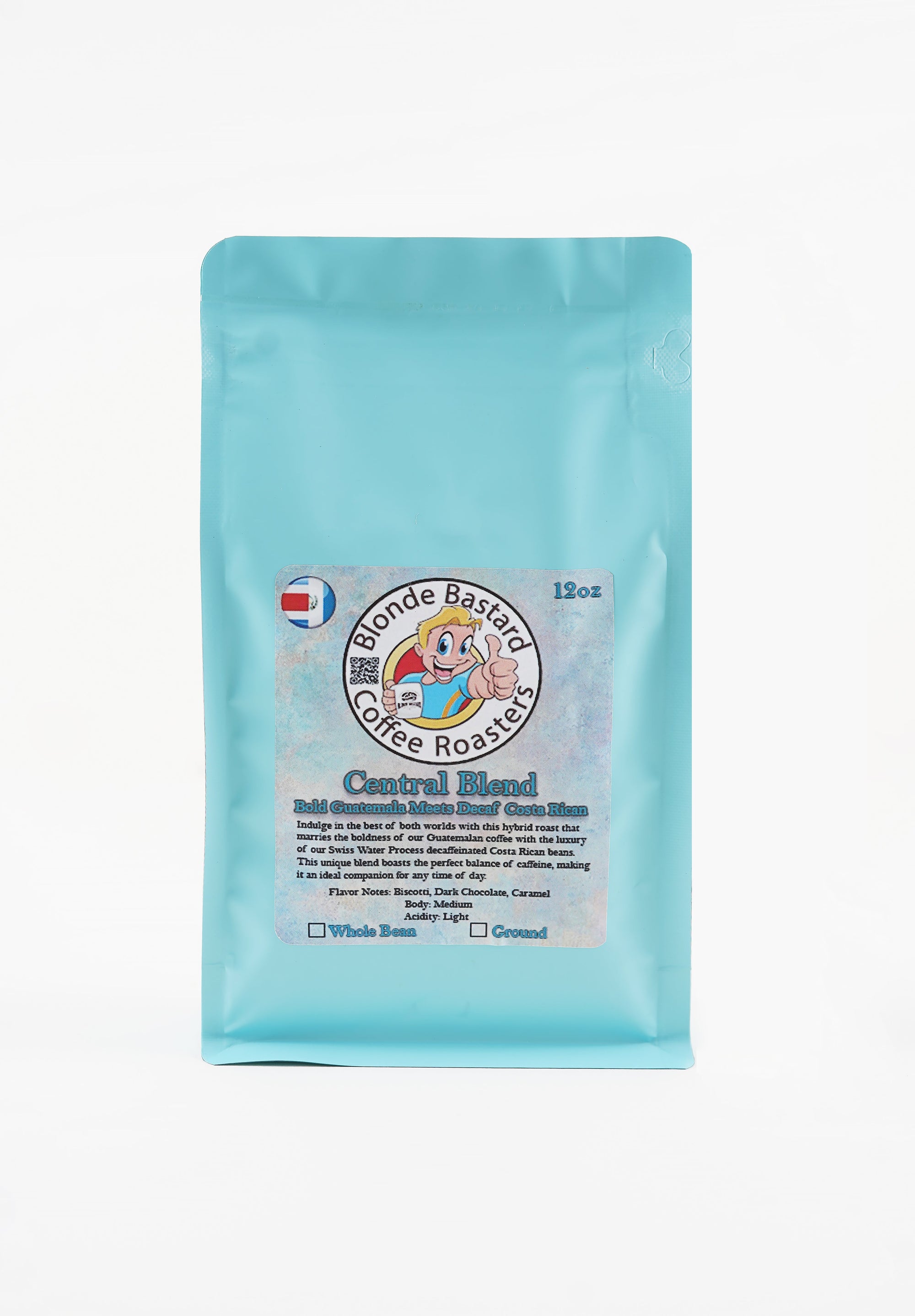 Coffee bag with a brand logo on a white background