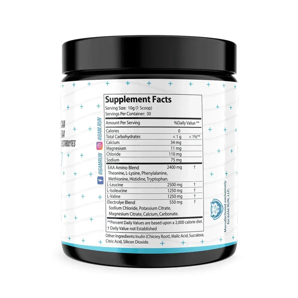 Supplement container with a label showing supplement facts on a white background