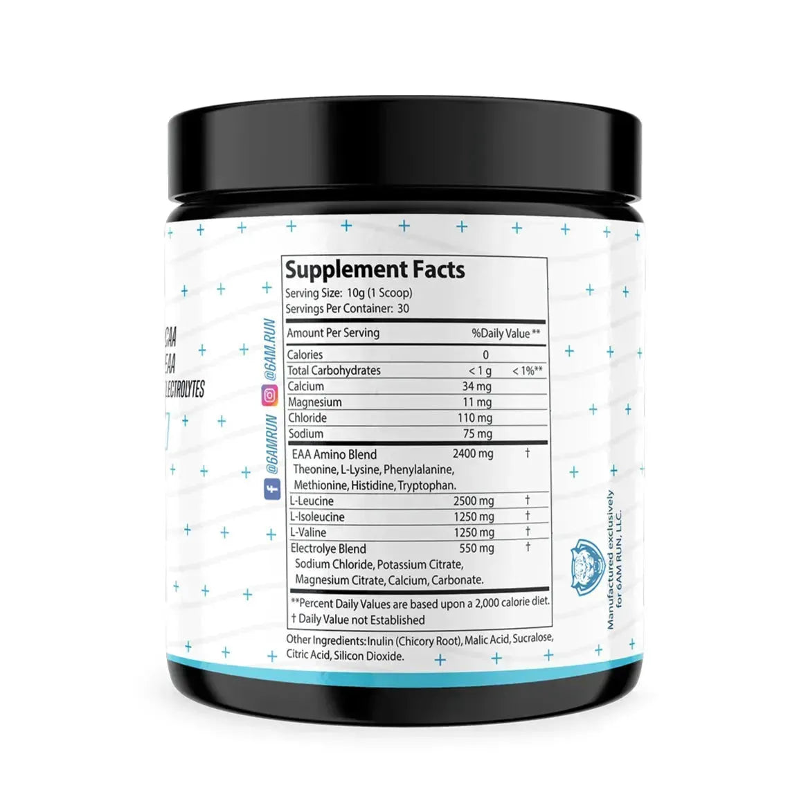 Supplement container with a label showing supplement facts on a white background