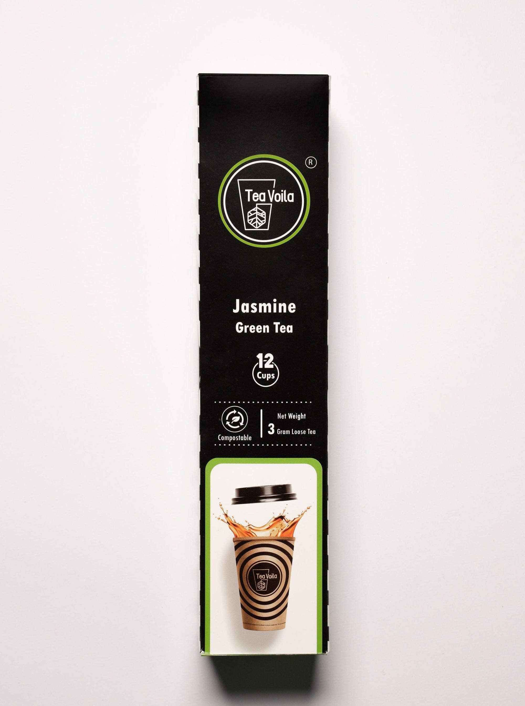 Tea package with 'Tea Vola' branding on a white background