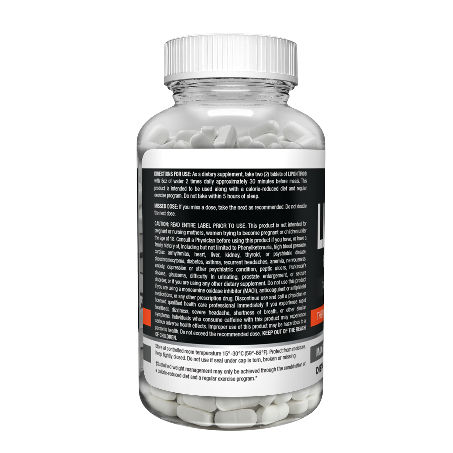 Bottle of supplements with a label on a white background