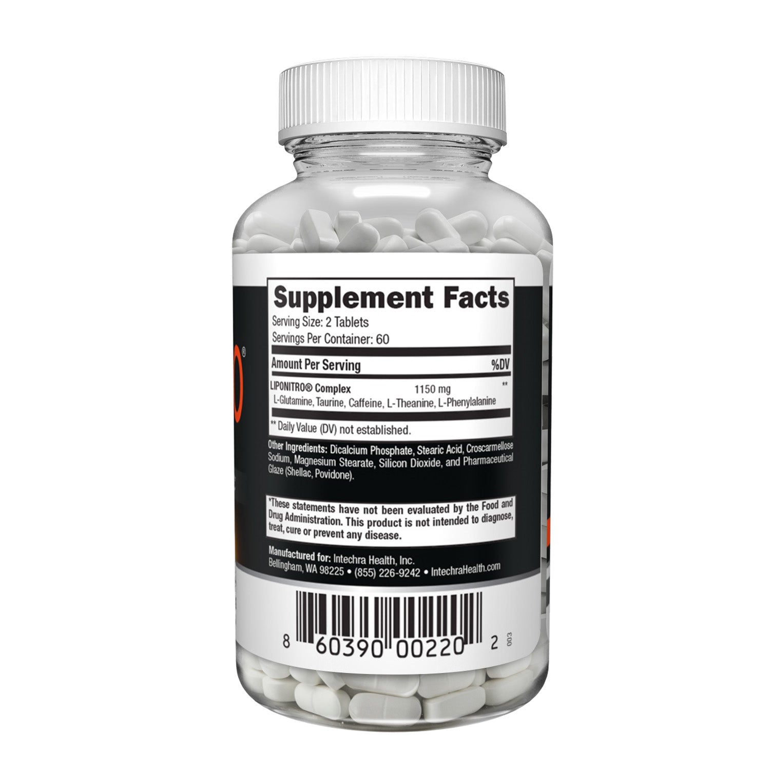 Supplement bottle with label showing 'Supplement Facts' on a white background