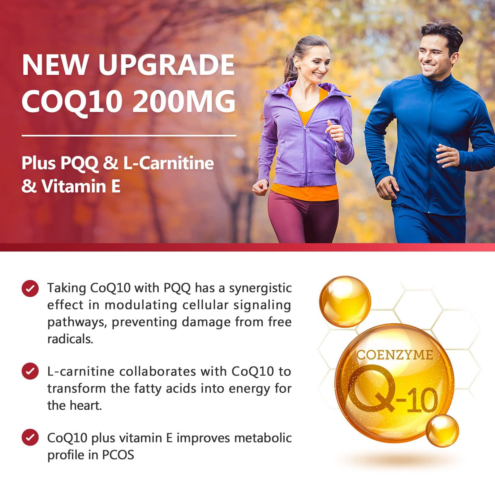 Advertisement for CoQ10 supplement with two people running outdoors.