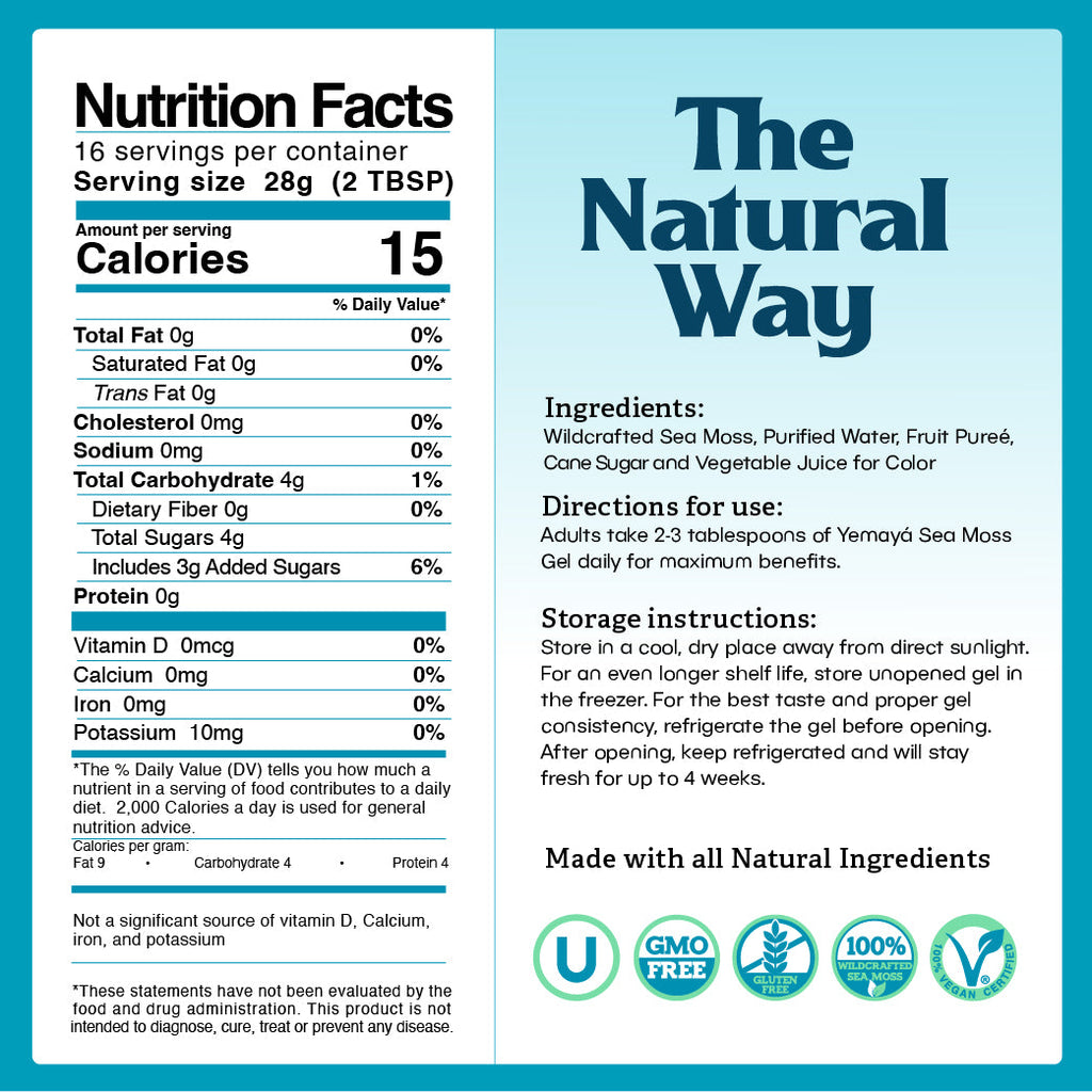 Nutrition facts label and ingredients list for a product labeled 'The Natural Way'.