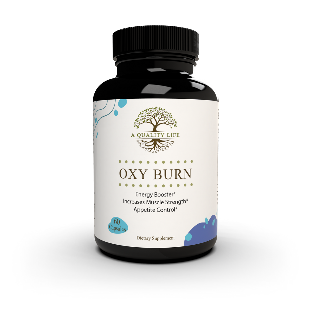 Supplement bottle labeled 'OXY BURN' on a white background