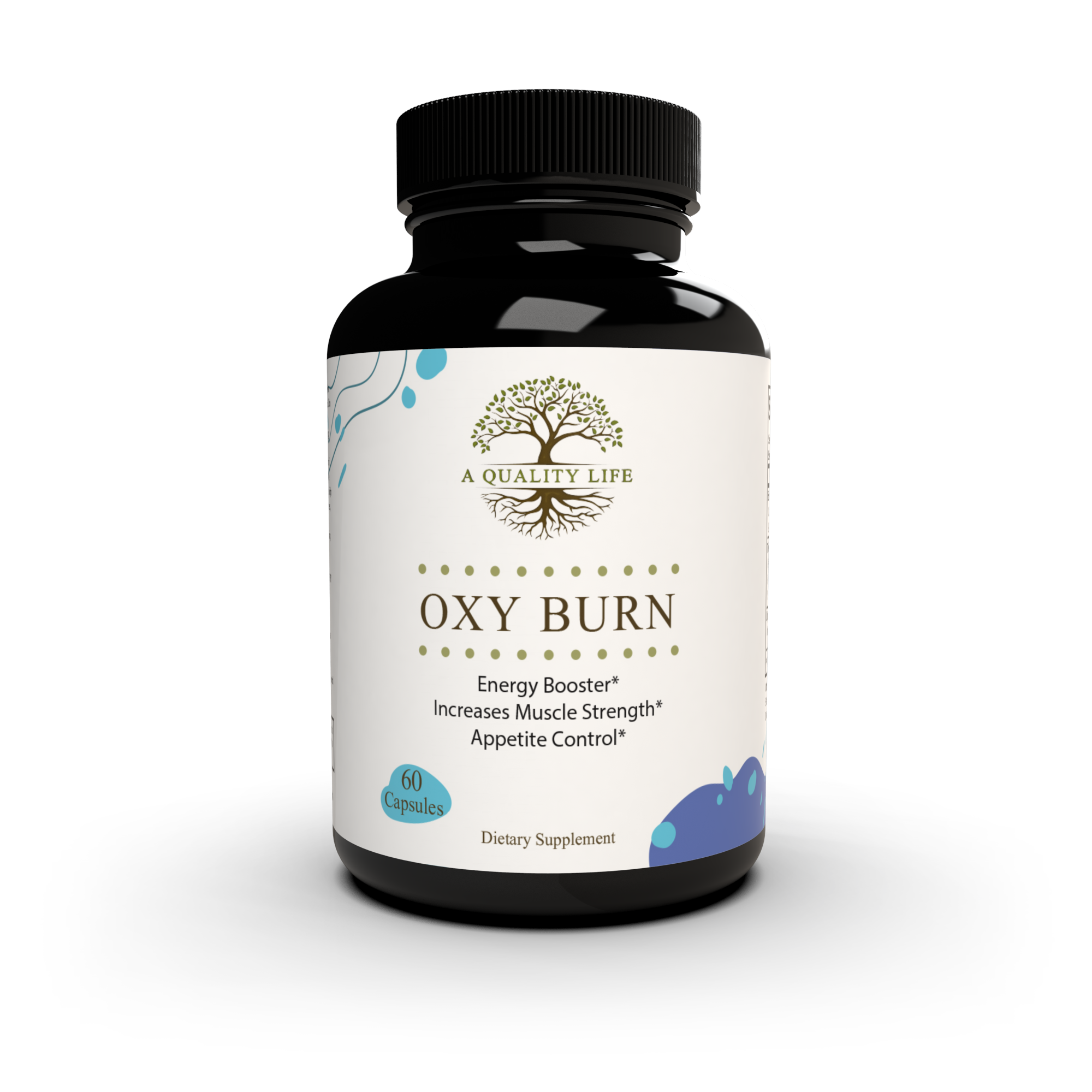 Supplement bottle labeled 'OXY BURN' on a white background