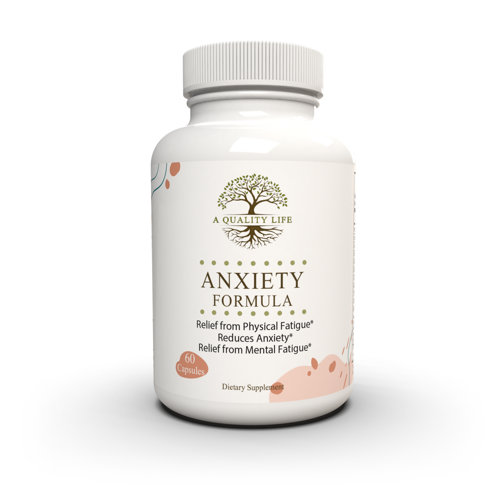 Supplement bottle labeled 'Anxiety Formula' on a white background