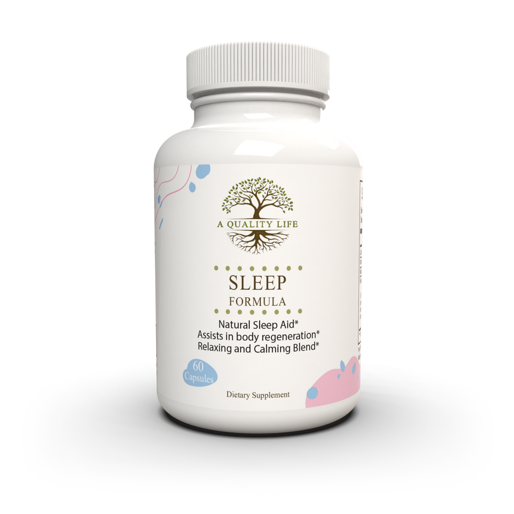 Supplement bottle labeled 'Sleep Formula' on a white background