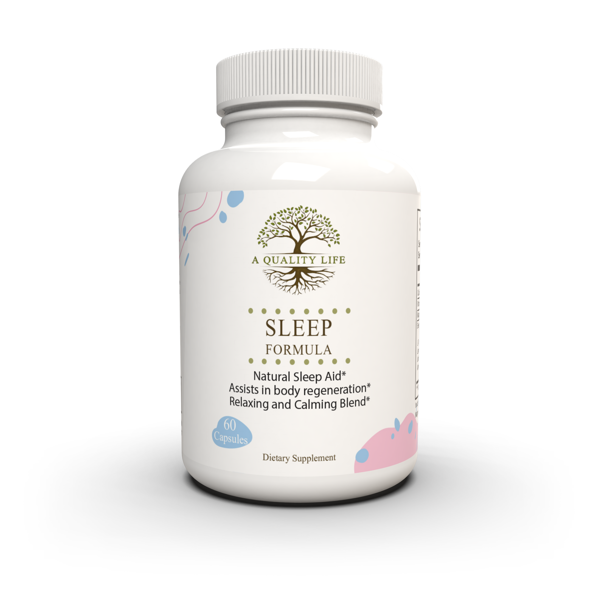 Supplement bottle labeled 'Sleep Formula' on a white background