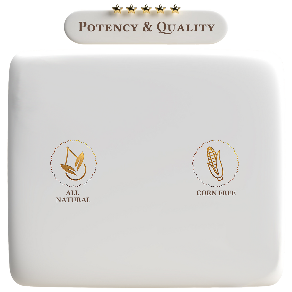 Product packaging with 'All Natural' and 'Corn Free' labels on a white background.
