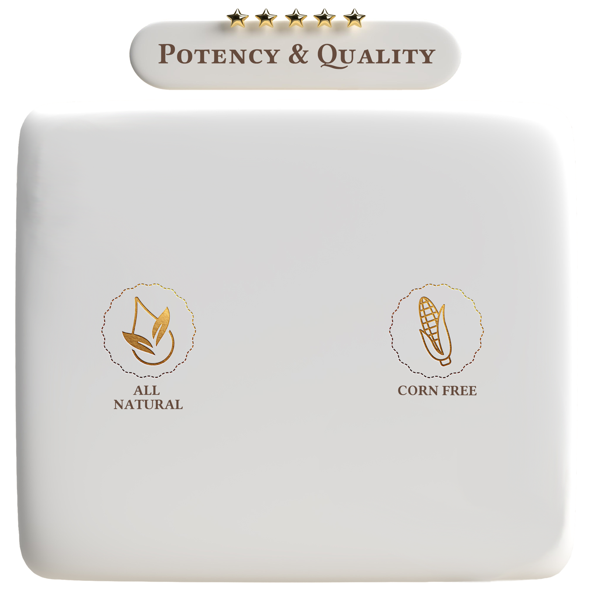 Product packaging with 'All Natural' and 'Corn Free' labels on a white background.