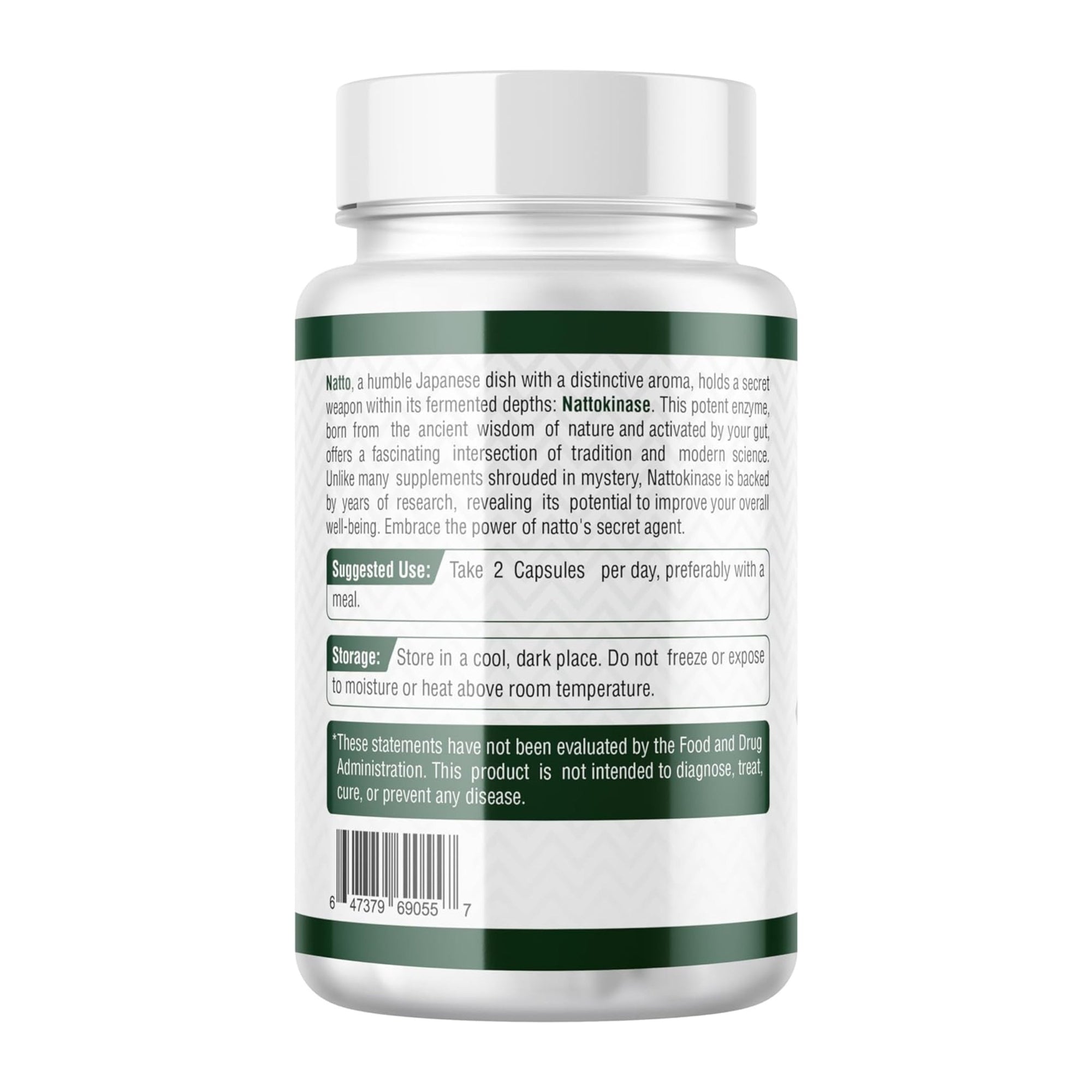 Supplement bottle with label on a white background