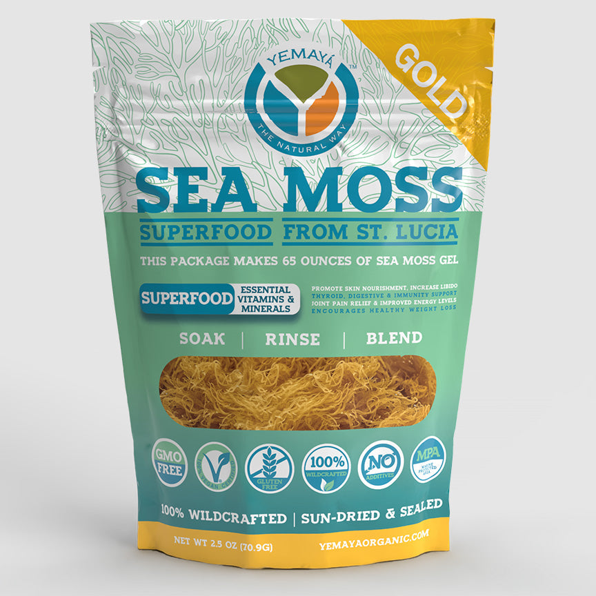 Yemaya Organic Sea Moss package on a white background