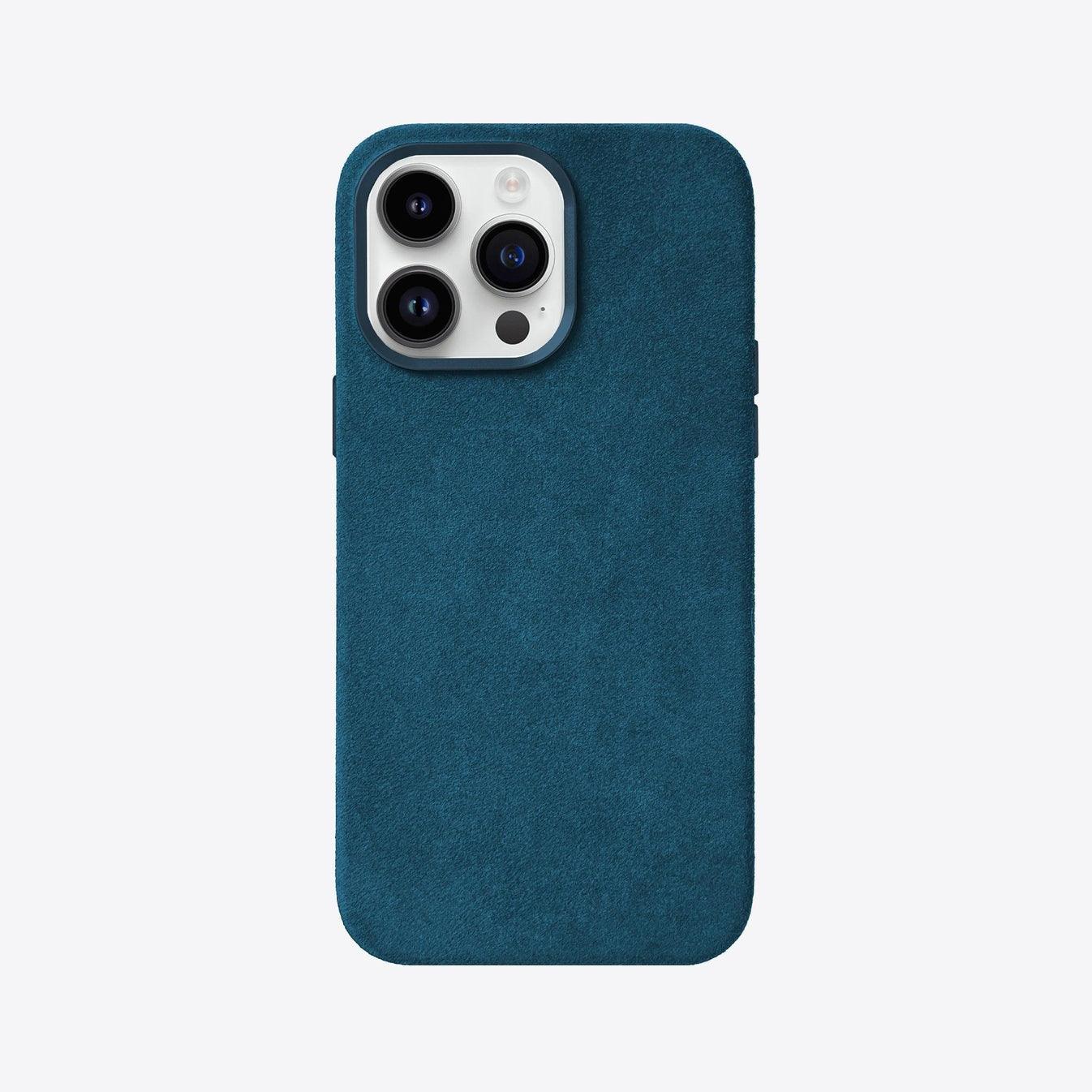 Blue phone case on a white background