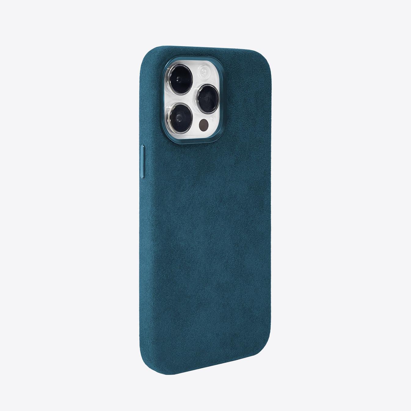 Blue phone case on a white background