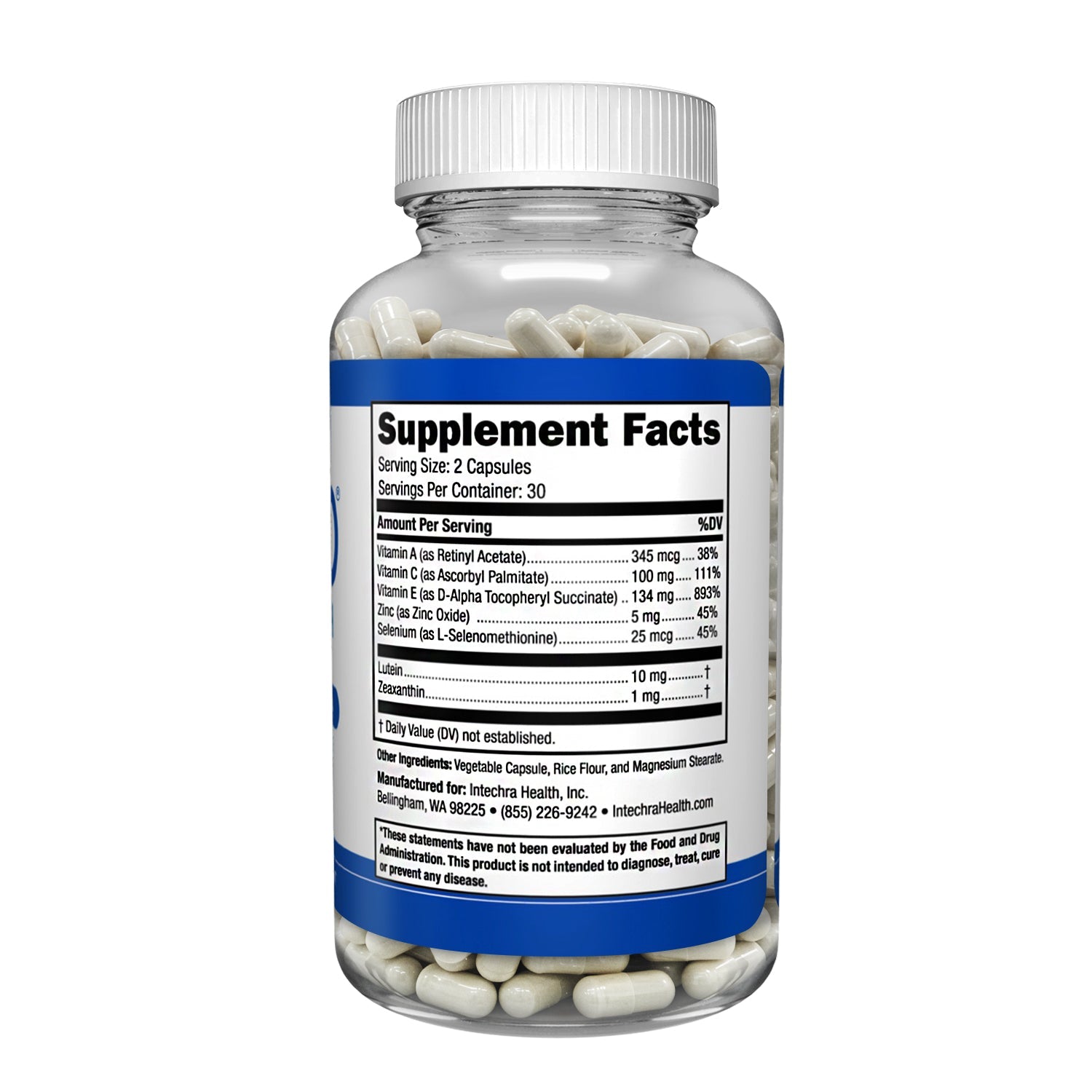 Supplement bottle with label showing 'Supplement Facts' on a white background