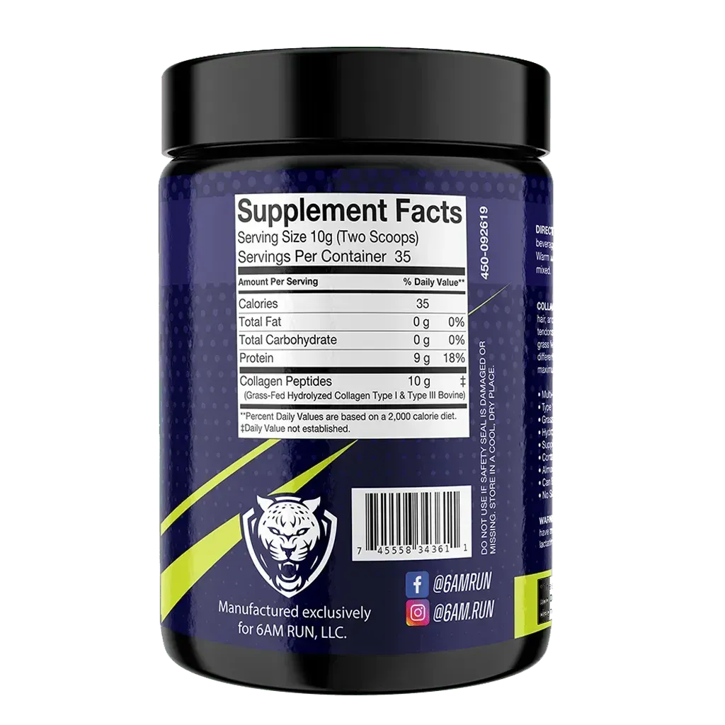Supplement container with label showing supplement facts and brand logo on a white background