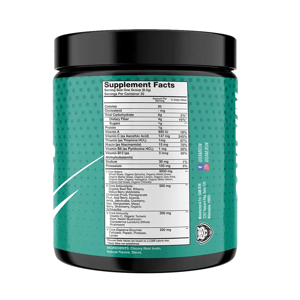 Supplement container with a visible label on a white background